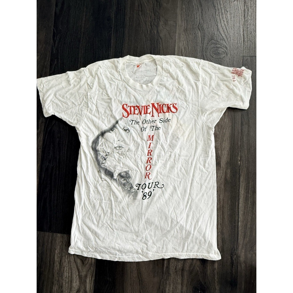 RARE Stevie Nicks Vtg 1989 XL Other Side of the Mirror Tour T shirt White Art